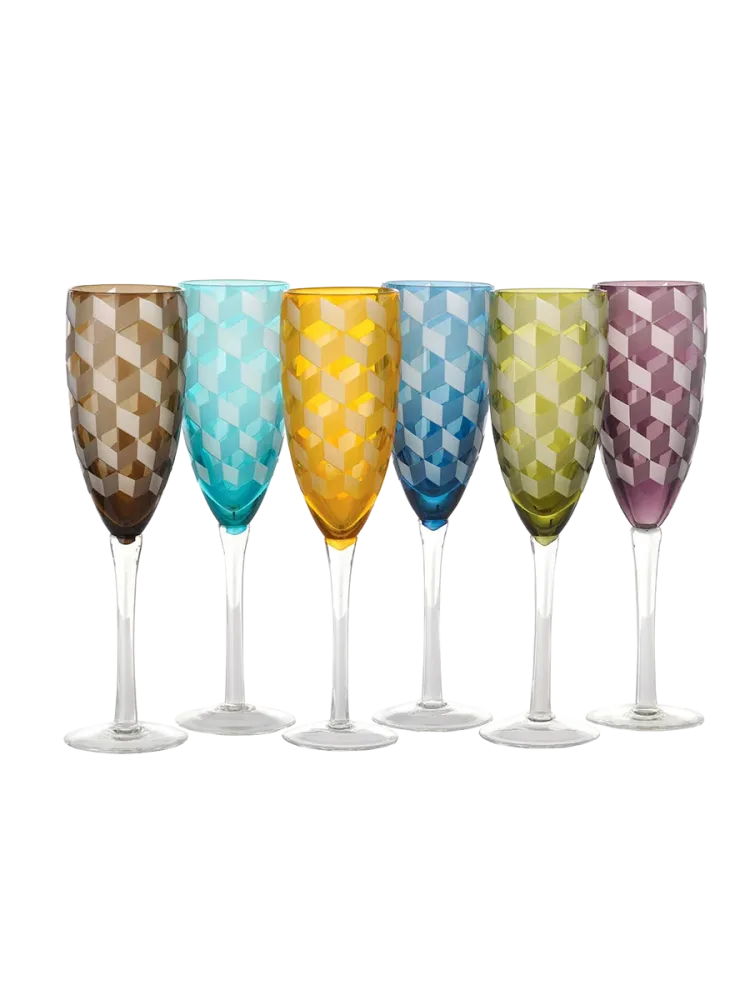 Design Champagnerglas Set „Blocks“ (6 Stück) Pols Potten