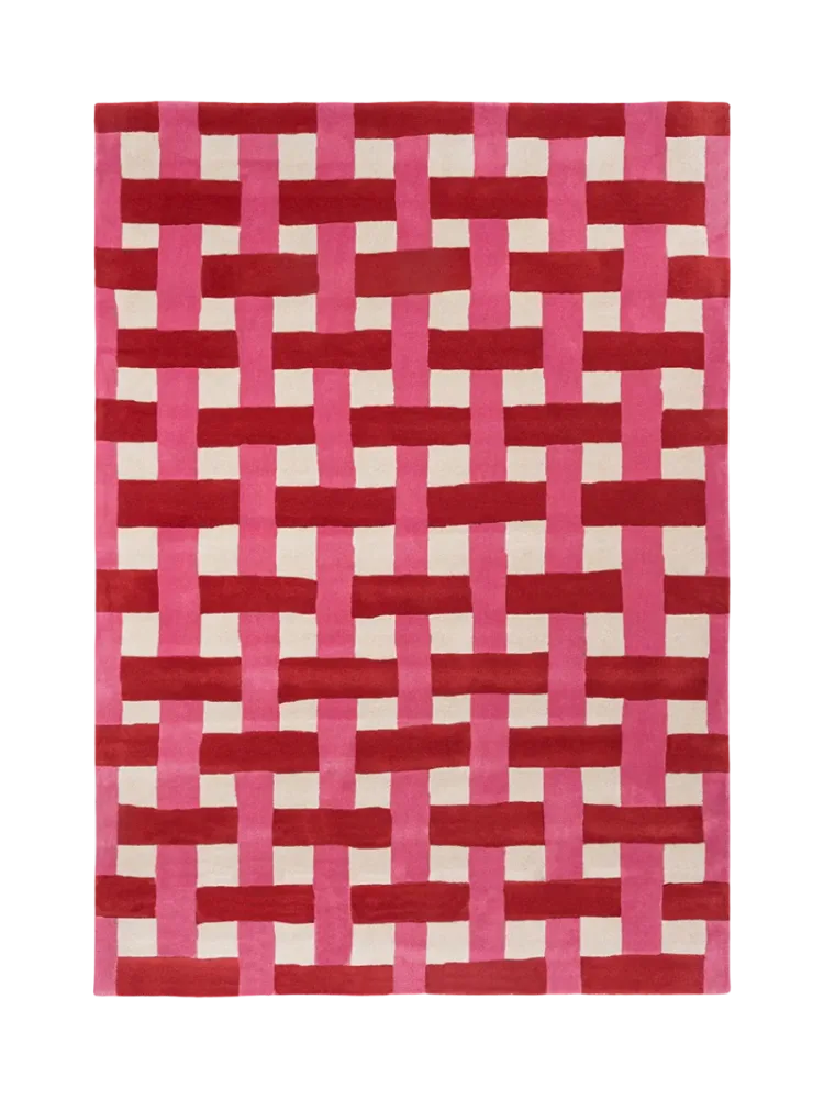 Designer Wollteppich „Basket Weave“ Coral/Rose - handgetuftet Harlequin
