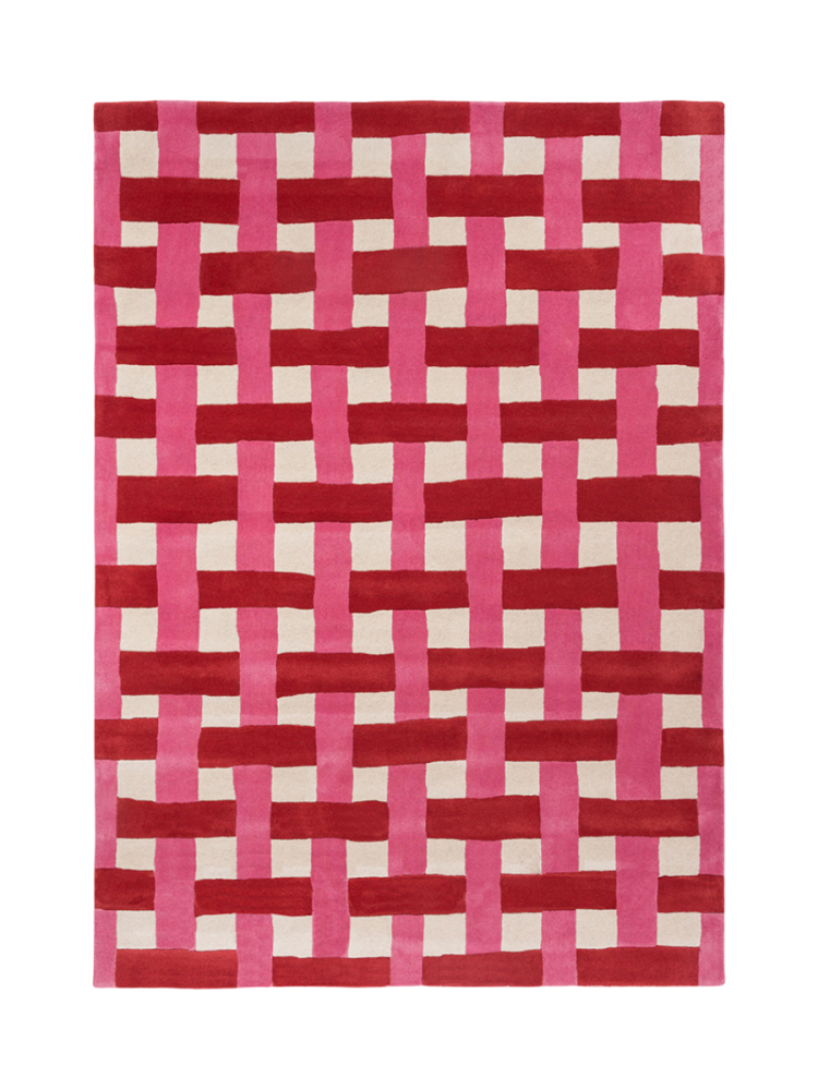 Designer Wollteppich „Basket Weave“ Coral/Rose - handgetuftet Harlequin