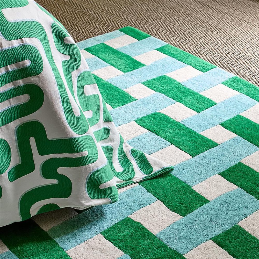 Designer Wollteppich „Basket Weave“ - handgetuftet Harlequin