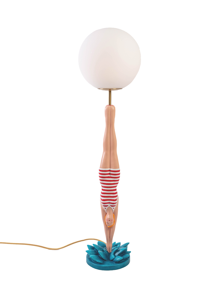 Grosse Design Tischlampe „Diver Red“ Seletti