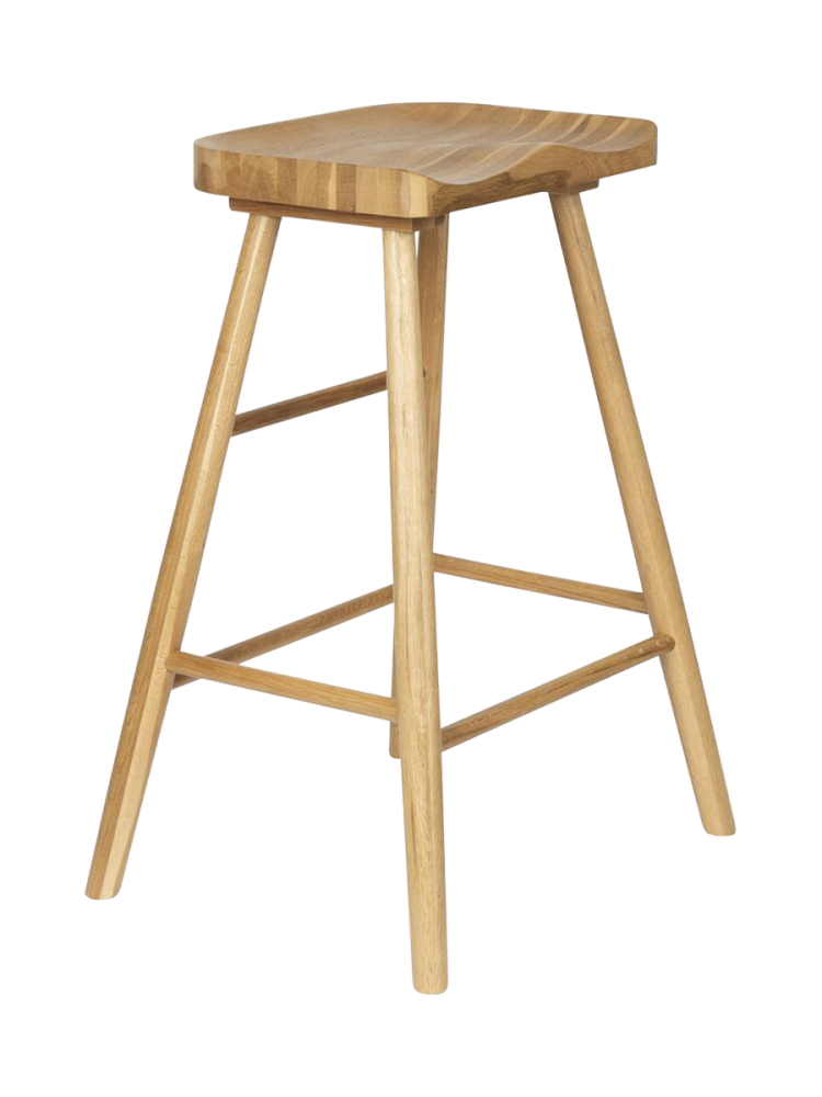 Massiver Barhocker „Vander“ aus Eichenholz White Label by Bloomingloft