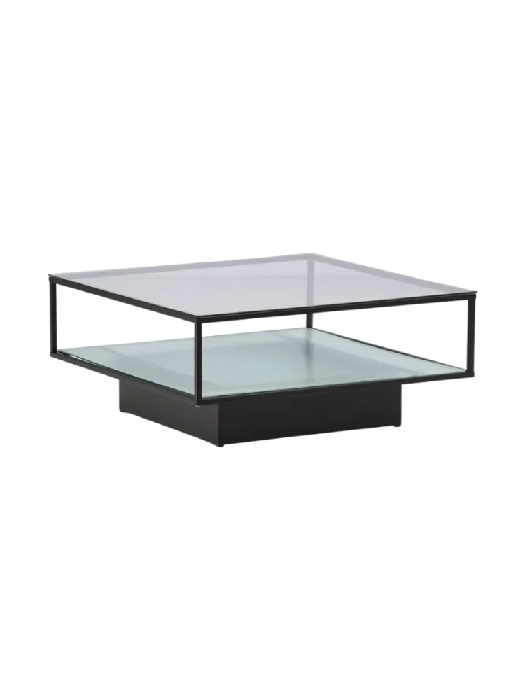 Design Couchtisch „Maglehem“ 90 x 90 cm Schwarz, Transparent VE DESIGN
