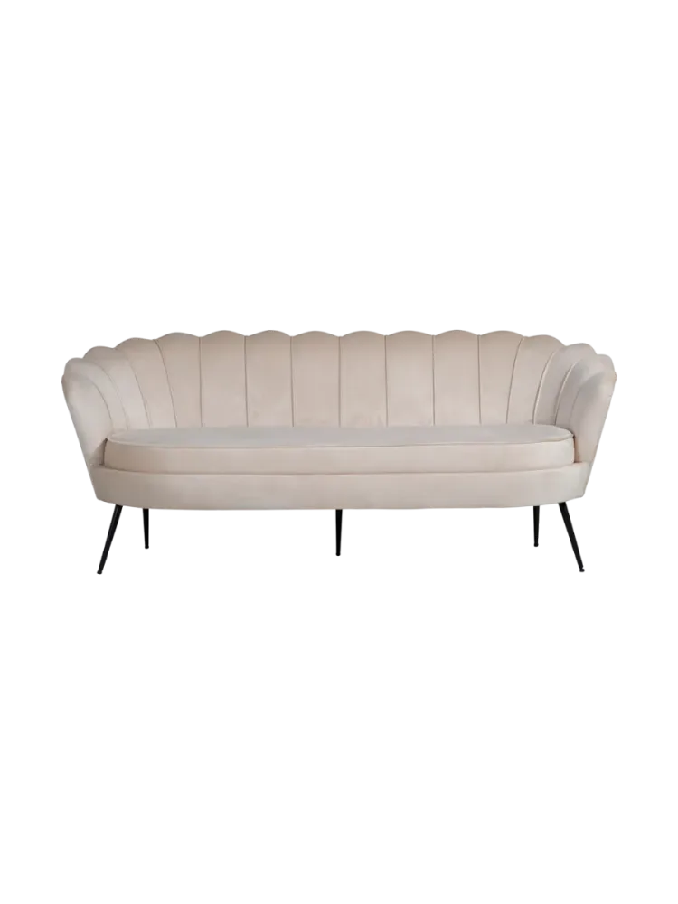 2.5-Sitzer Design Sofabank „Calais“ Beige Samt VE DESIGN