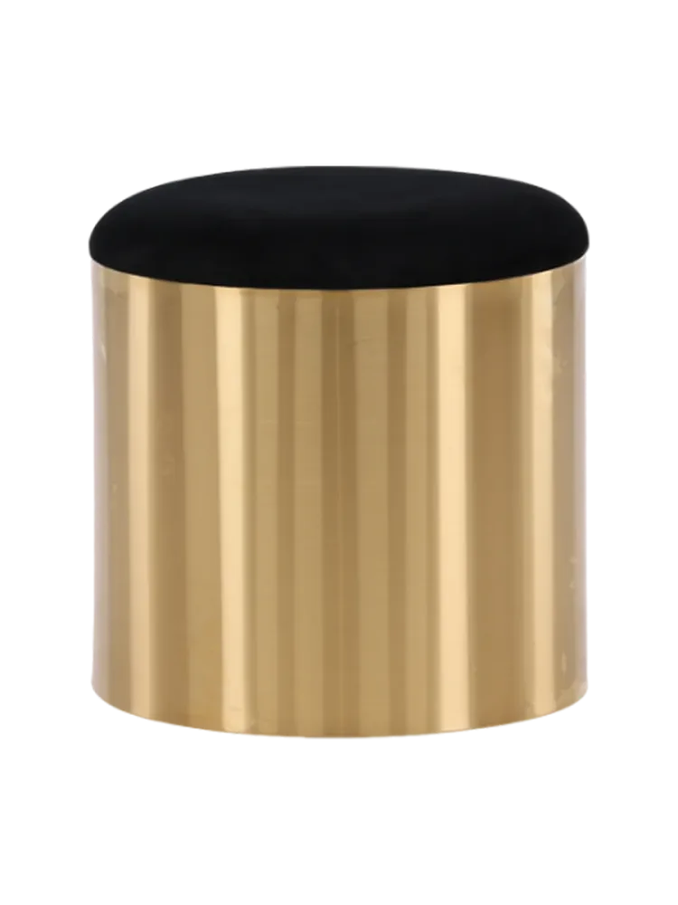 Stilvoller Pouf „Glam“ Ø 45 cm Samt Gold, Schwarz VE DESIGN