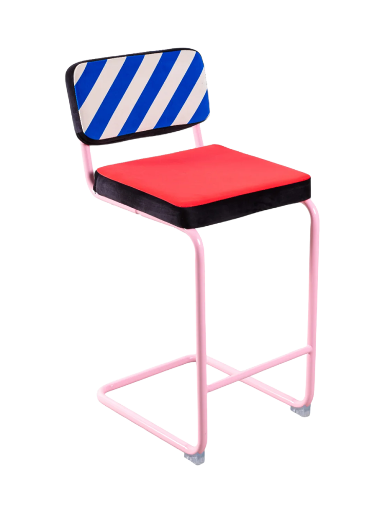 Design Freischwinger Barstuhl „Superchair Blue Stripes“ Seletti