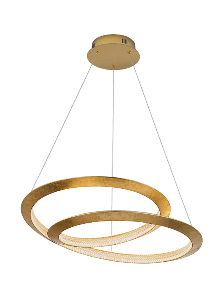 Dimmbare LED Design Pendellampe „Eternity“ Blattgold-Finish Ø 60 cm Schuller