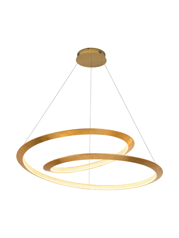 Dimmbare LED Design Pendellampe „Eternity“ Blattgold-Finish Ø 97 cm Schuller