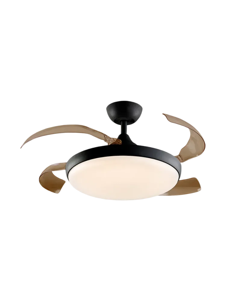 Hochwertiger Deckenventilator & LED Deckenlampe „Venturi“ mit Fernbedienung Schwarz / Bernstein Schuller