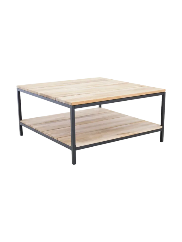 Couchtisch „Cirebon“ aus Teakholz 80 x 80 cm Natural, Schwarz VE DESIGN