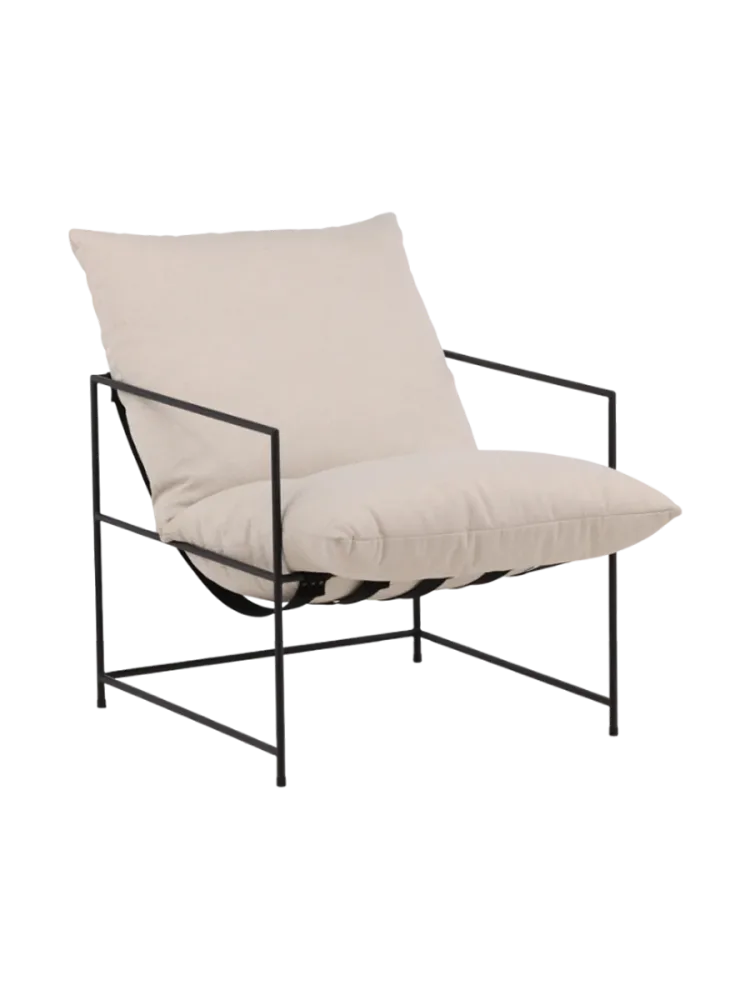 Design Sessel „Sedalia“ - Leinen Off White Off White, Schwarz VE DESIGN