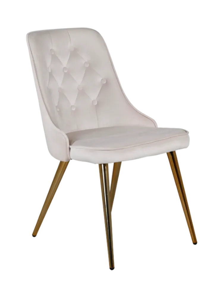 Design Esszimmerstuhl „Velvet deluxe“ Samt Beige hell / Gold VE DESIGN