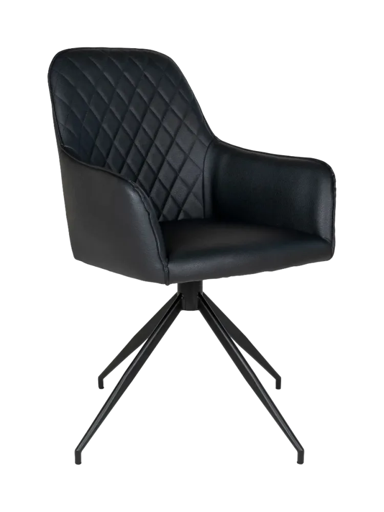 360° drehbarer Esszimmerstuhl „Harby“ mit Armlehnen Kunstleder Braun Chosen by Bloomingloft