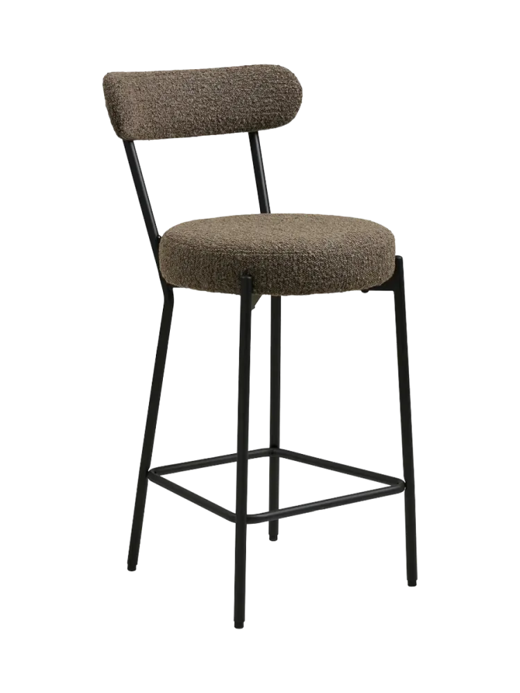 Design Barstuhl „Badalona“ Bouclé Braun Chosen by Bloomingloft