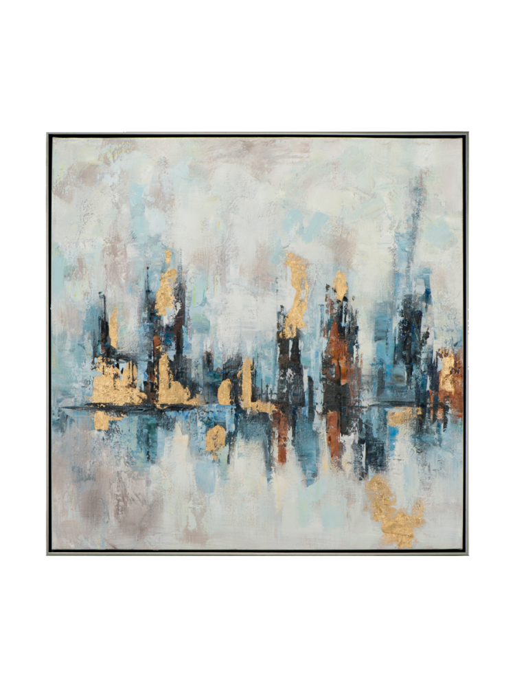 Handgemaltes Bild „Komposition in Blau-Gold“ 90 x 120 cm Crea Collection