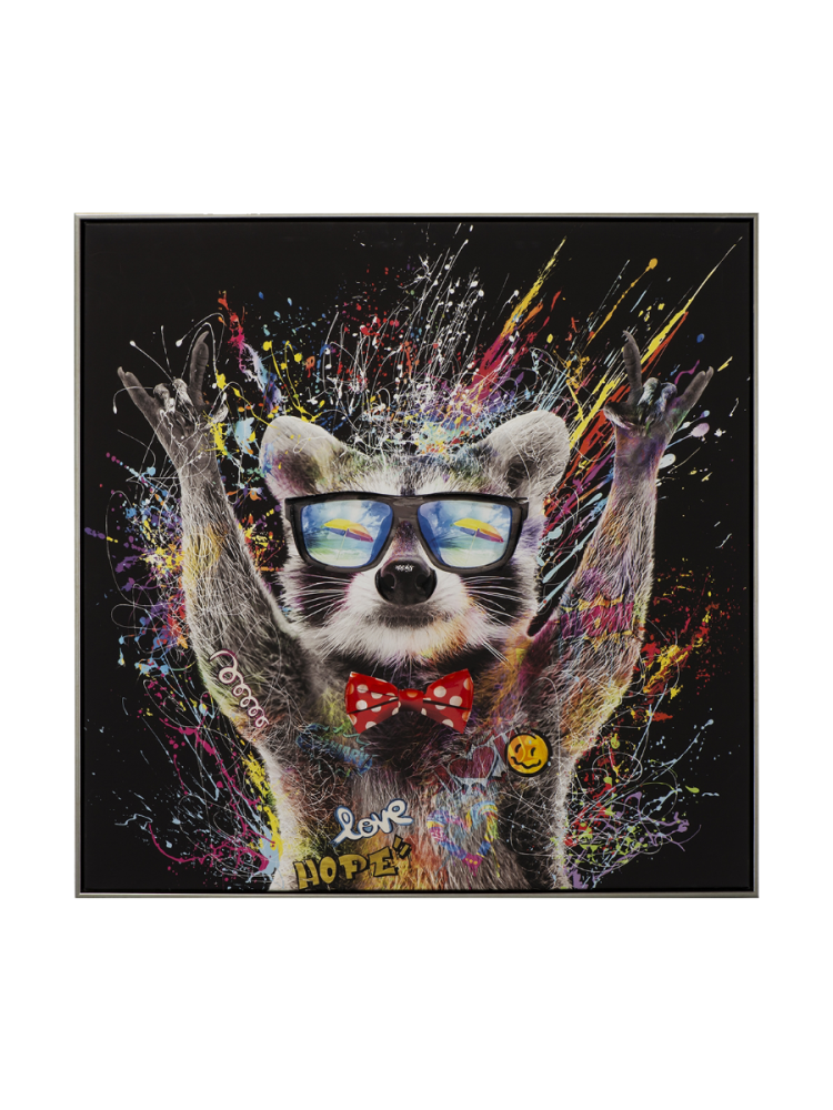 Handbemaltes, gerahmtes Bild „Hurra Bär“ 82.5 x 82.5 cm Crea Collection