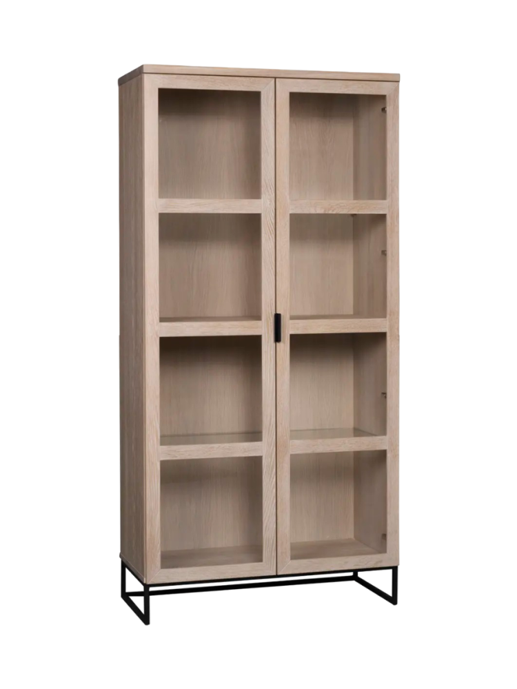 Hochwertiger Vitrinenschrank „Everett“ aus massiver Eiche Rowico