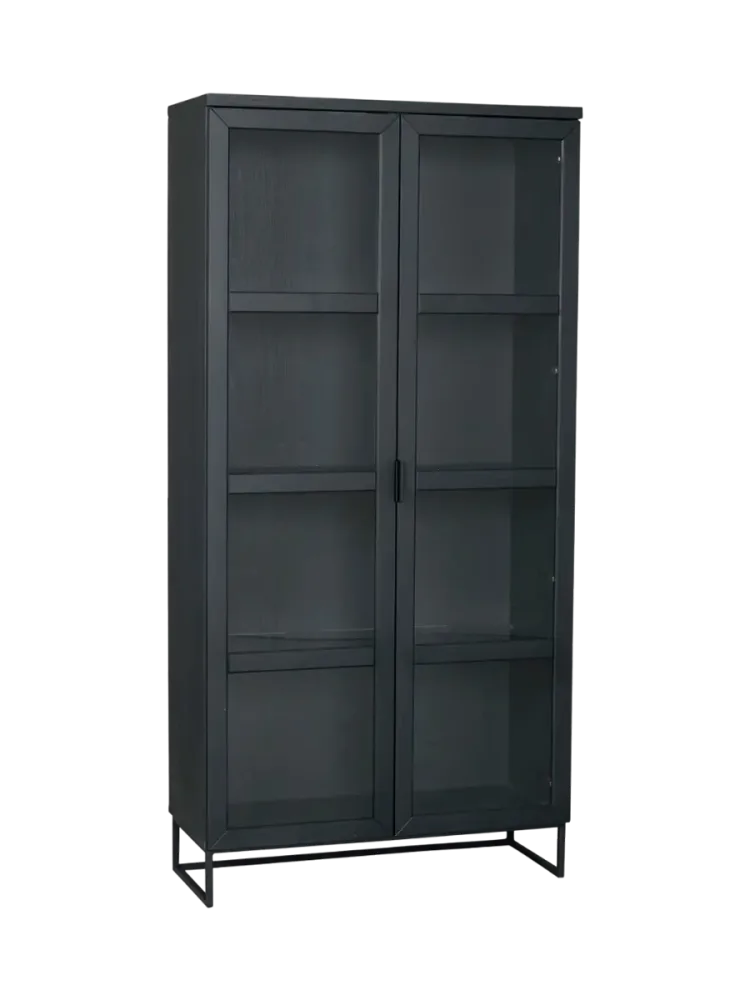 Hochwertiger Vitrinenschrank „Everett“ aus massiver Eiche Rowico
