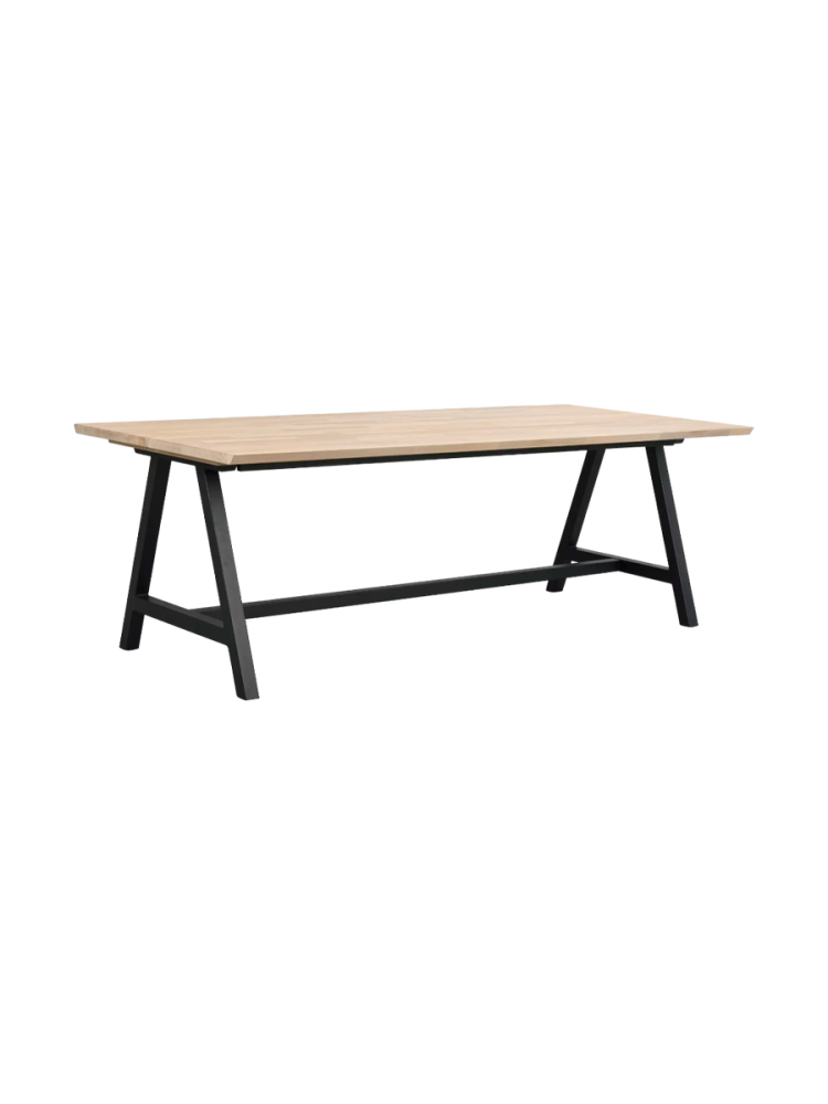 Grosser Massivholz Tisch „Carradale A“ 220-320 x 100 cm - Eiche gebleicht Rowico