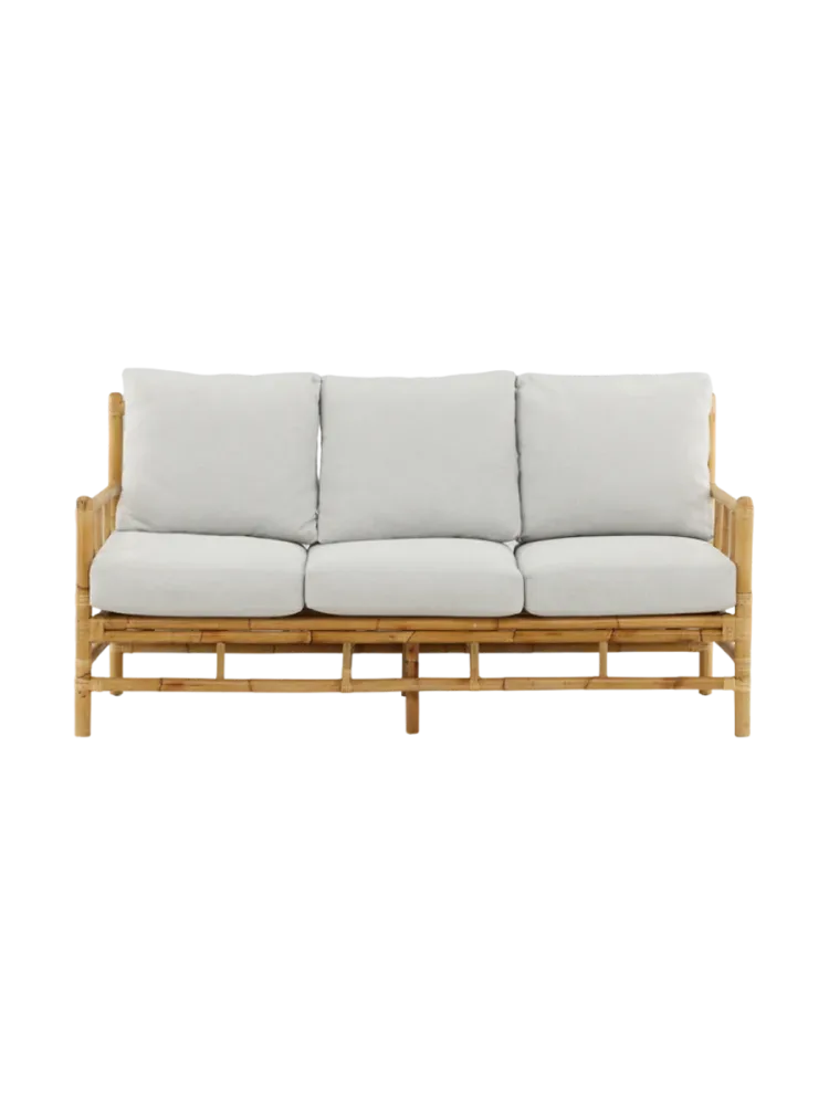 3-Sitzer Sofa „Cane“ aus Bambus und Rattan Natural, Ecru VE DESIGN