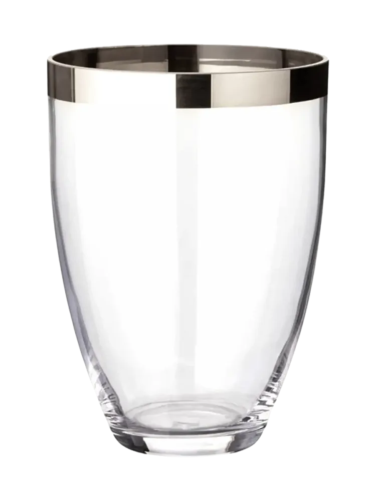 Mundgeblasene Vase „Charlotte“, Kristallglas mit Platinrand EDZARD