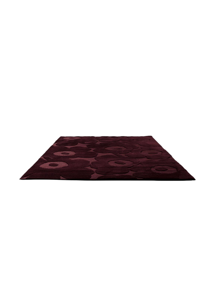 Handgetufteter Designer Teppich „Unikko Burgundy“ aus 100% Wolle, verschiedene Grössen MARIMEKKO