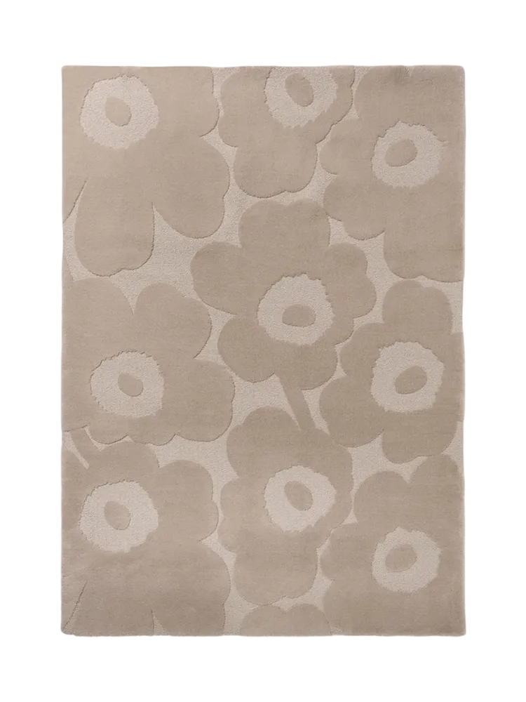 Handgetufteter Designer Teppich „Unikko Beige“ aus 100% Wolle, verschiedene Grössen MARIMEKKO