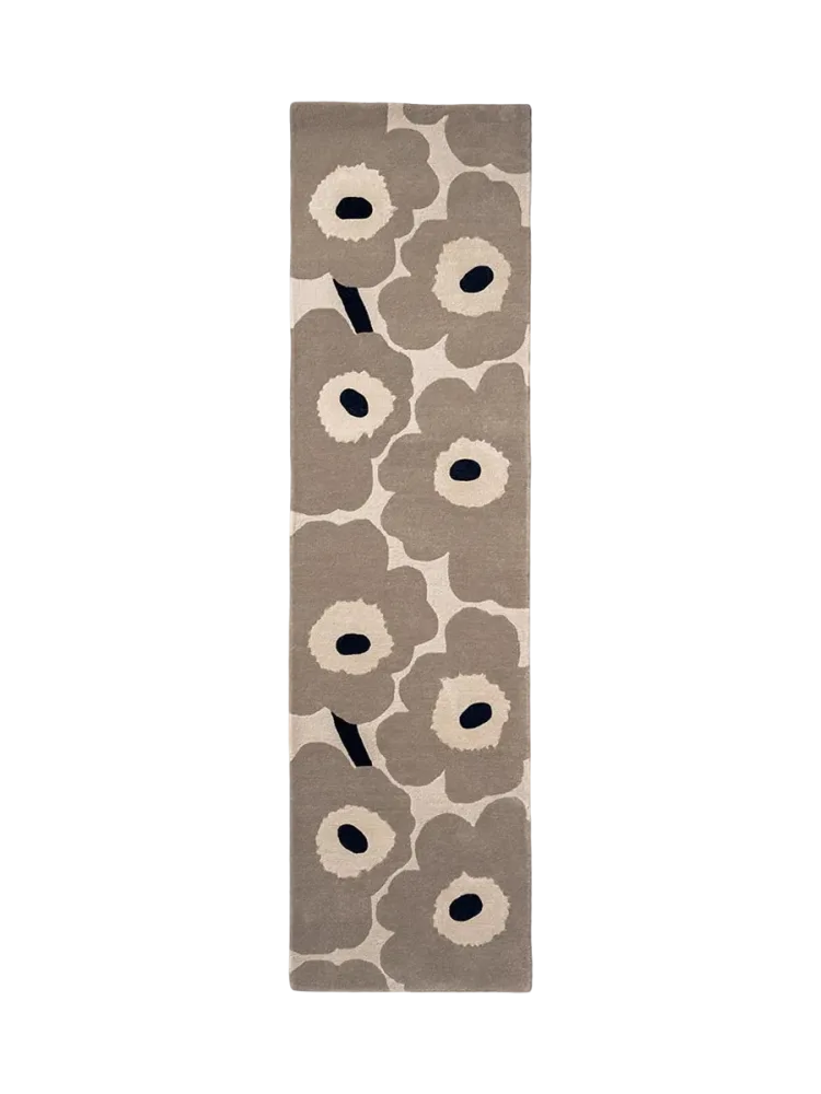 Handgetufteter Designer Läufer „Unikko Greige“ aus 100% Wolle, verschiedene Grössen MARIMEKKO