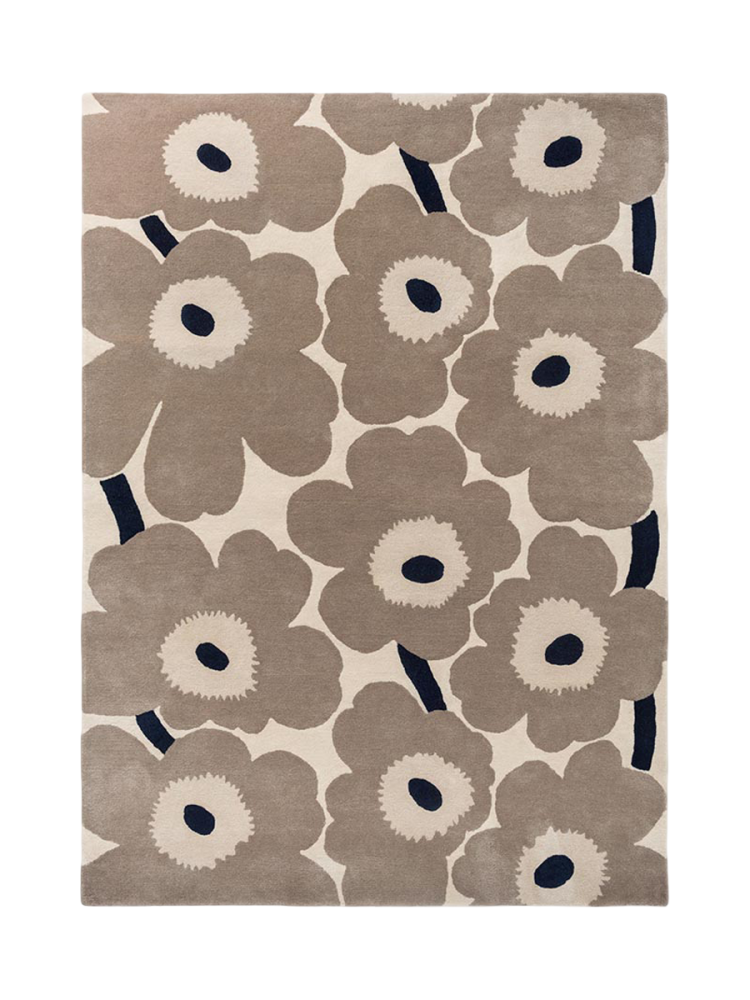 Handgetufteter Designer Teppich „Unikko Greige“ aus 100% Wolle, verschiedene Grössen MARIMEKKO