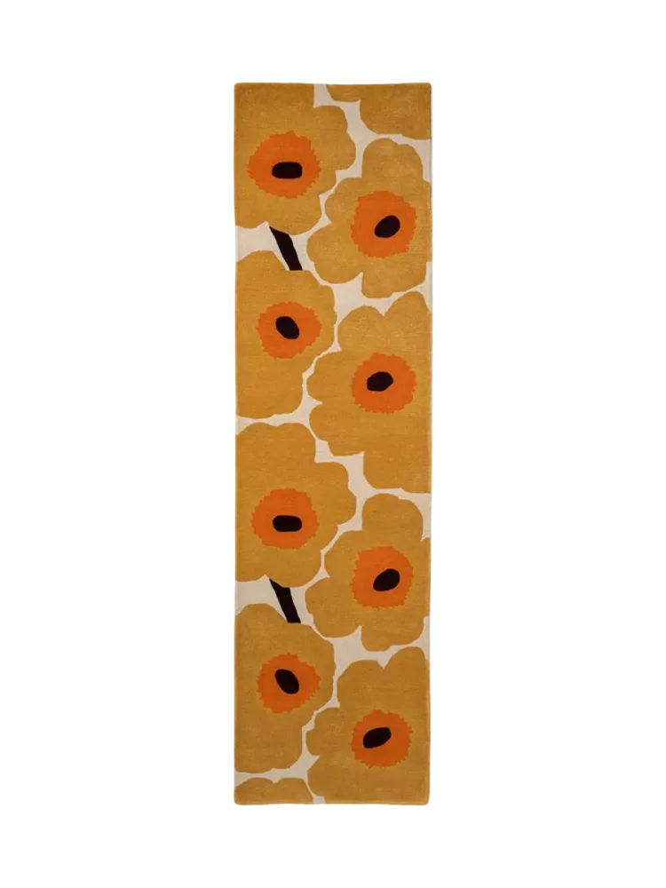 Handgetufteter Designer Läufer „Unikko Honey“ aus 100% Wolle, verschiedene Grössen MARIMEKKO