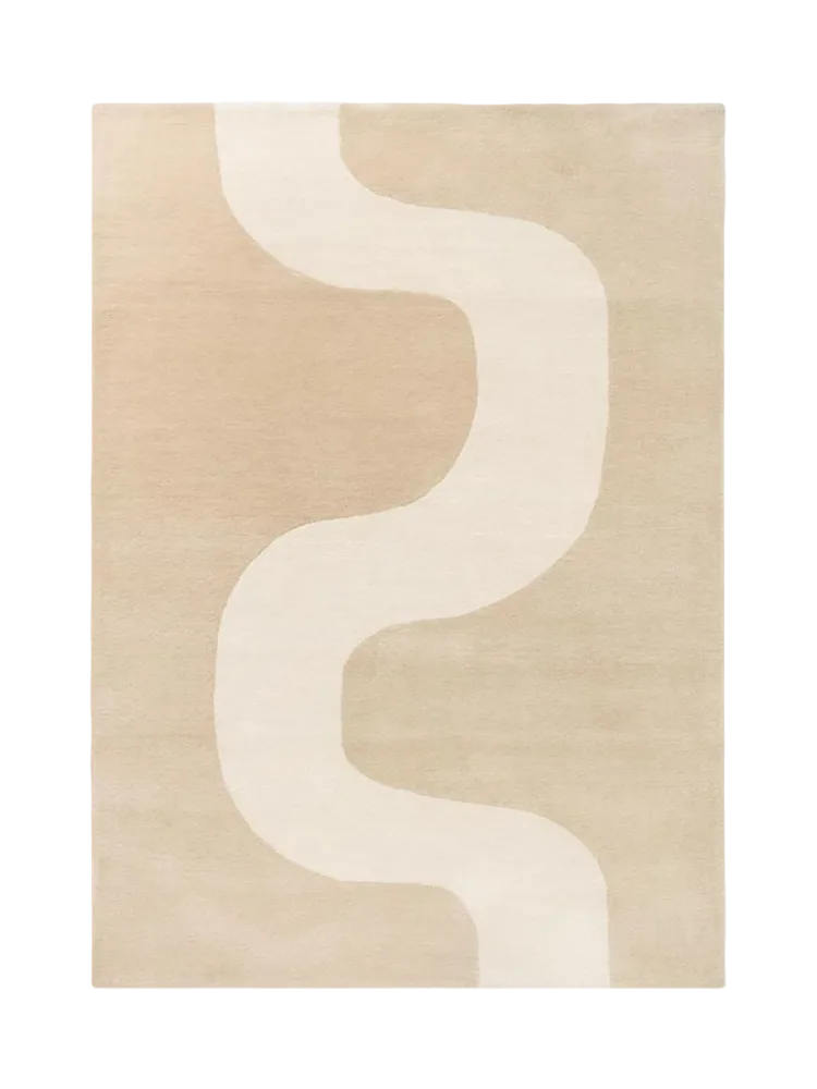 Handgetufteter Designer Teppich „Seireeni Beige“ aus 100% Wolle, verschiedene Grössen MARIMEKKO