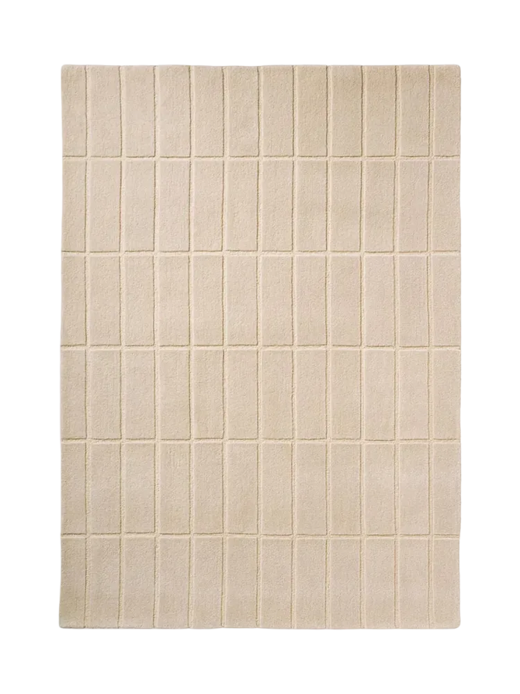 Handgetufteter Designer Teppich „Tiiliskivi Natural White“ aus 100% Wolle, verschiedene Grössen MARIMEKKO