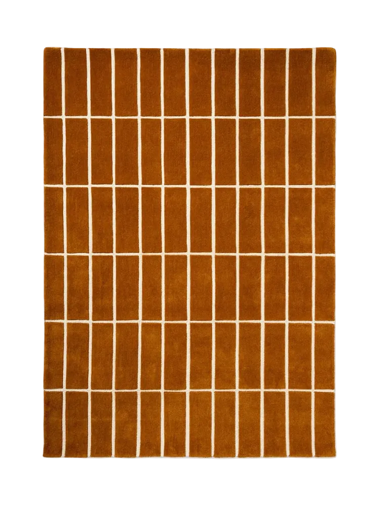 Handgetufteter Designer Teppich „Tiiliskivi Brown“ aus 100% Wolle, verschiedene Grössen MARIMEKKO