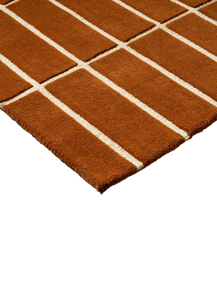 Handgetufteter Designer Teppich „Tiiliskivi Brown“ aus 100% Wolle, verschiedene Grössen MARIMEKKO