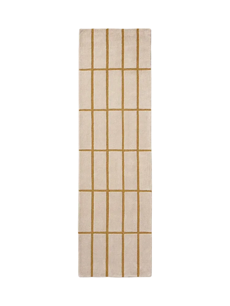 Handgetufteter Designer Läufer „Tiiliskivi Bronze Yellow“ aus 100% Wolle, verschiedene Grössen MARIMEKKO