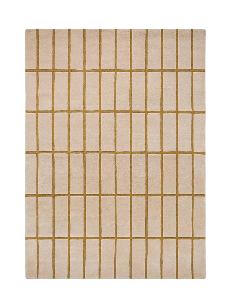 Handgetufteter Designer Teppich „Tiiliskivi Bronze Yellow“ aus 100% Wolle, verschiedene Grössen MARIMEKKO