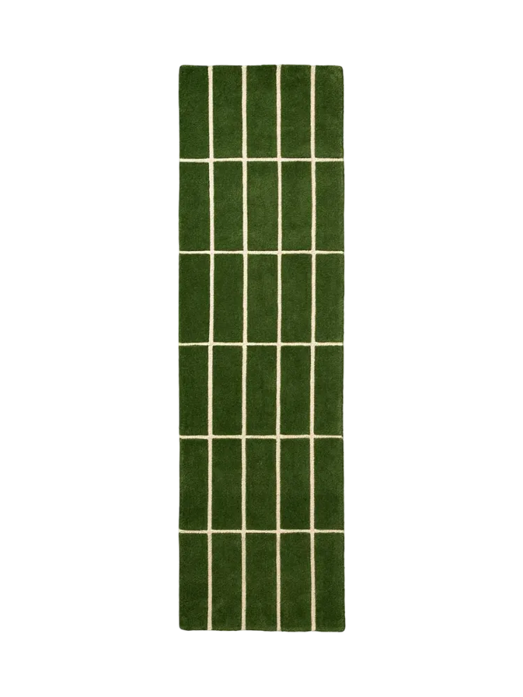 Handgetufteter Designer Läufer „Tiiliskivi Green“ aus 100% Wolle, verschiedene Grössen MARIMEKKO