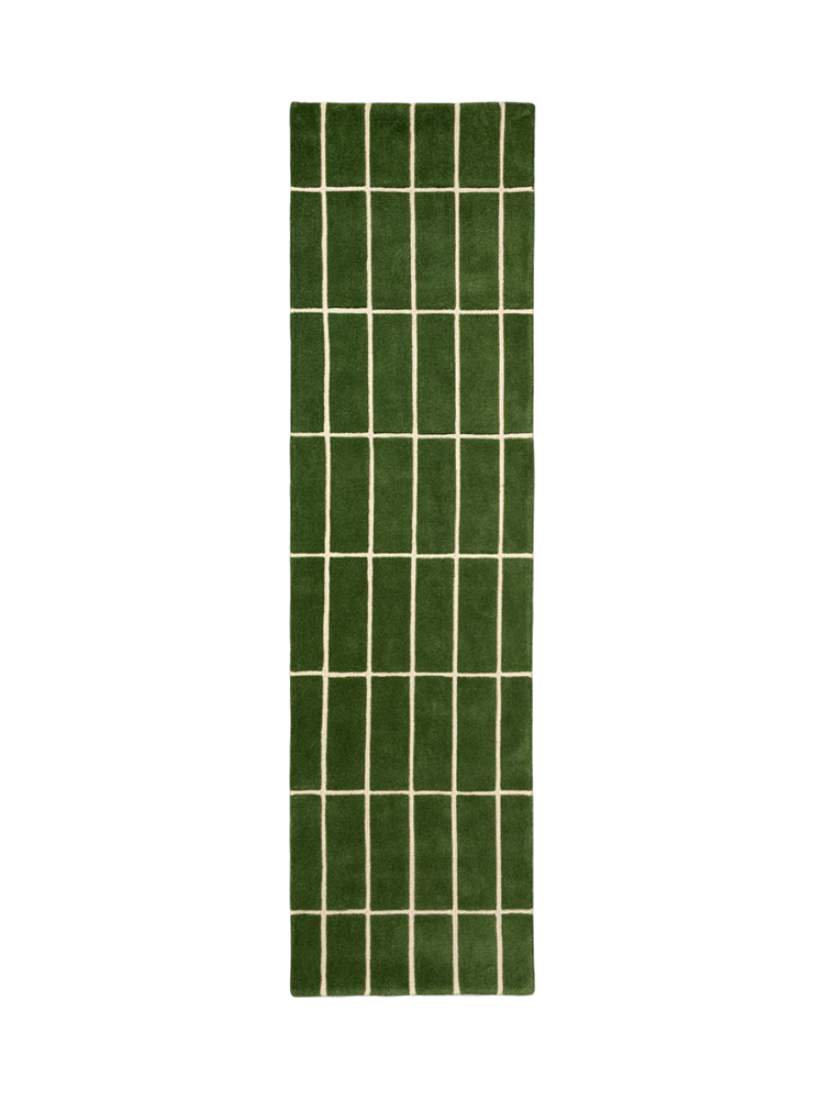 Handgetufteter Designer Läufer „Tiiliskivi Green“ aus 100% Wolle, verschiedene Grössen MARIMEKKO