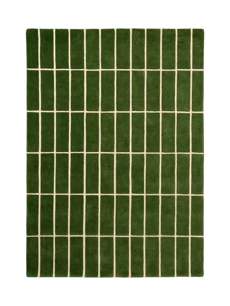 Handgetufteter Designer Teppich „Tiiliskivi Green“ aus 100% Wolle, verschiedene Grössen MARIMEKKO