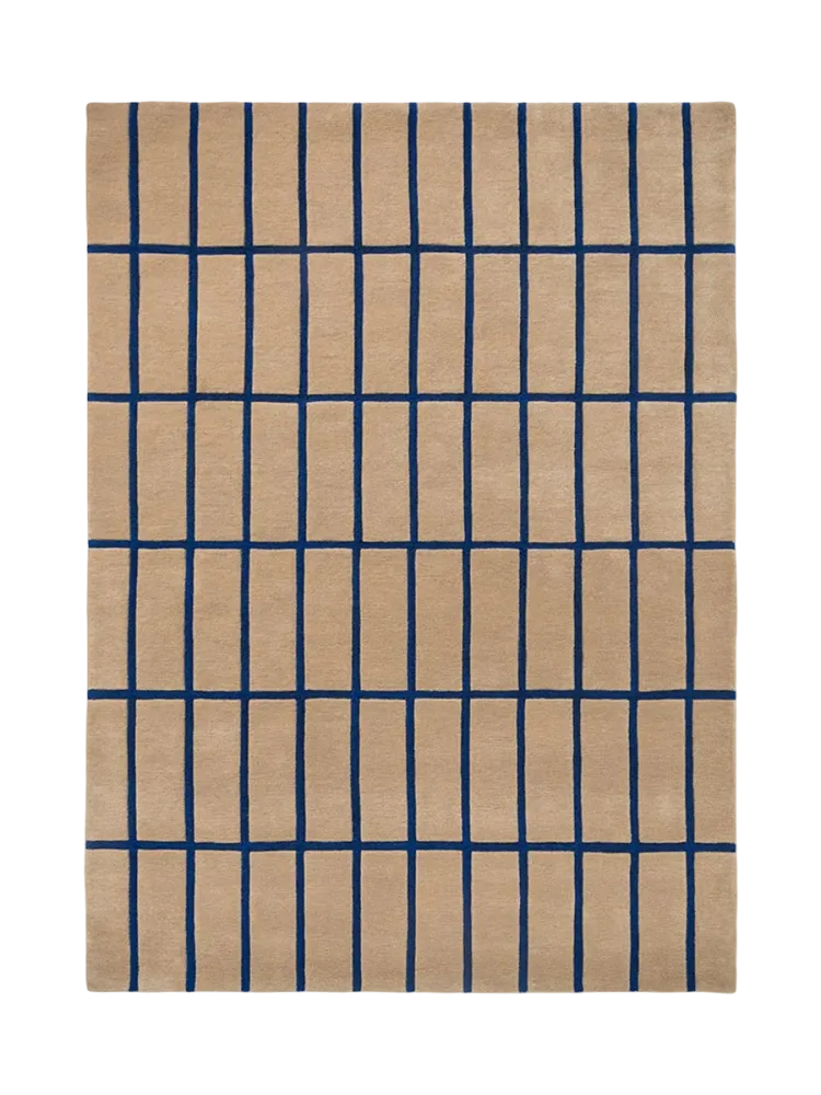 Handgetufteter Designer Teppich „Tiiliskivi Bright Blue“ aus 100% Wolle, verschiedene Grössen MARIMEKKO