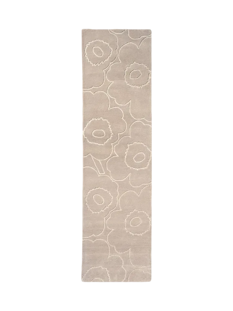 Handgetufteter Designer Läufer „Piirto Unikko Greige“ aus 100% Wolle, verschiedene Grössen MARIMEKKO
