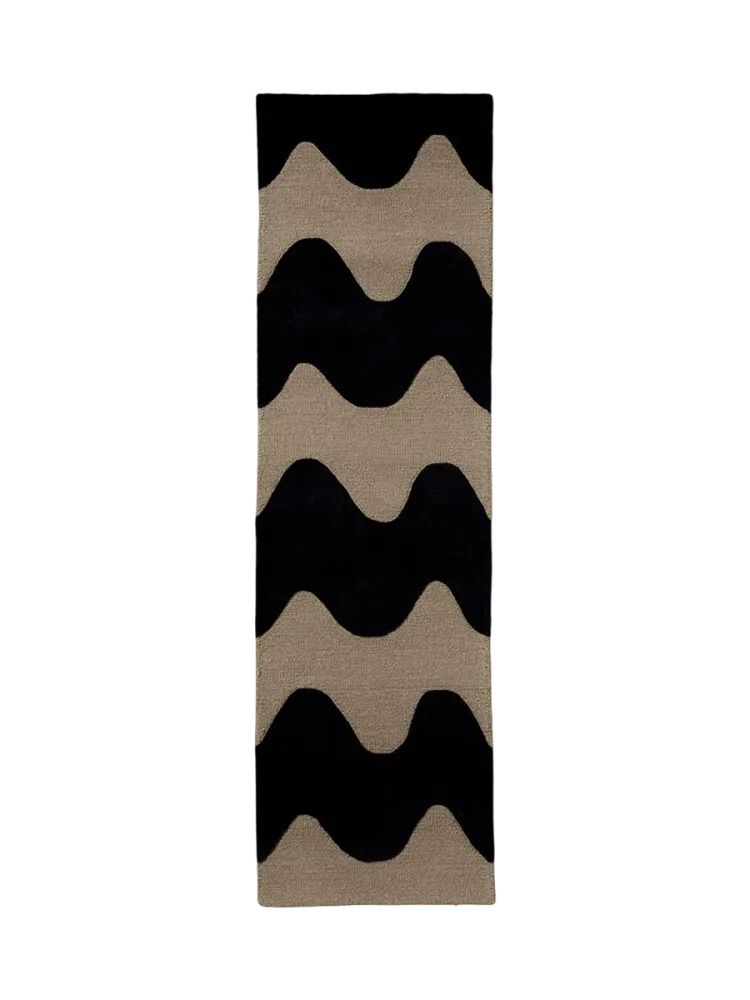 Handgetufteter Designer Läufer „Loki Black“ aus 100% Wolle, verschiedene Grössen MARIMEKKO
