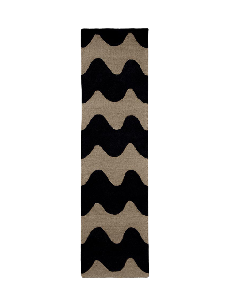 Handgetufteter Designer Läufer „Loki Black“ aus 100% Wolle, verschiedene Grössen MARIMEKKO