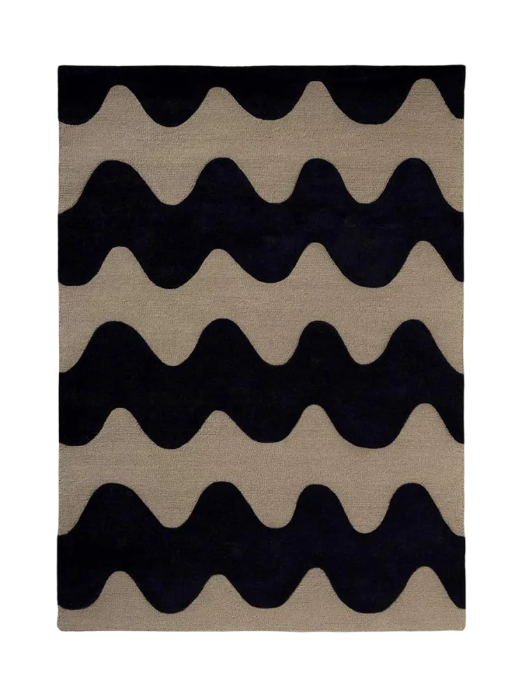 Handgetufteter Designer Teppich „Loki Black“ aus 100% Wolle, verschiedene Grössen MARIMEKKO