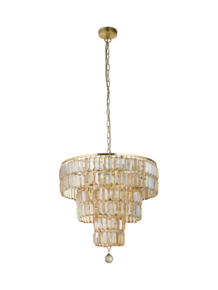 Exklusiver, dimmbarer Kronleuchter „Empire“ Gold/Champagne Searchlight