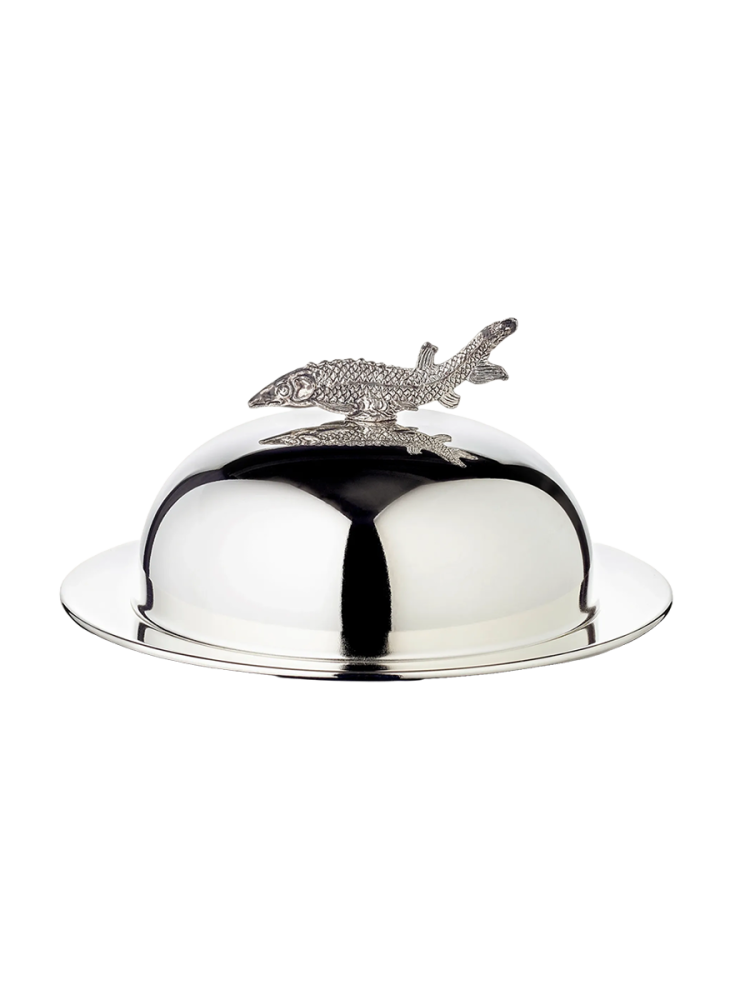 Design Kavierschale „Stör“ aus Edelstahl, edel versilbert EDZARD