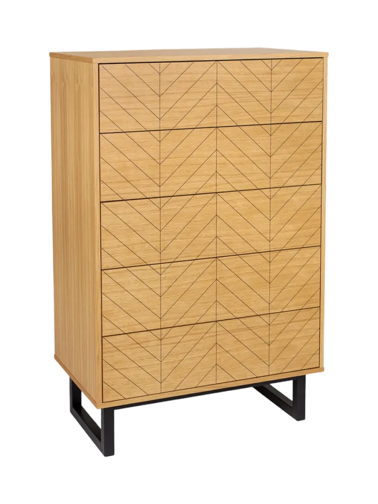 Design Kommode „Camden Herringbone“ Eiche Natural, Schwarz MR.WOOD