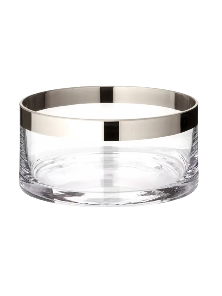 Mundgeblasene Schale „Grit“ - Kristallglas mit Platinrand EDZARD