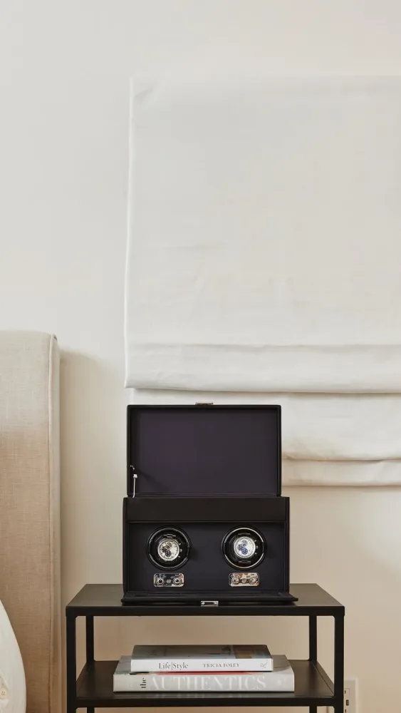 Uhrenbeweger „Heritage Double Watch Winder“ Leder Schwarz WOLF