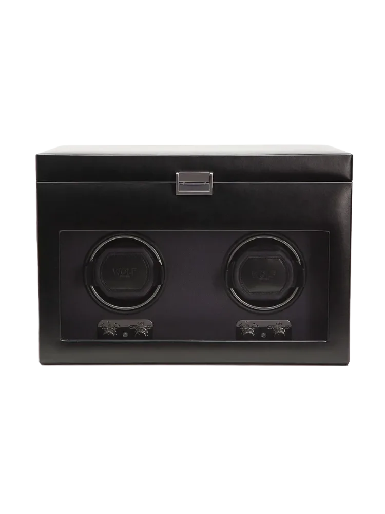 Uhrenbeweger „Heritage Double Watch Winder“ mit zusätzlichem Stauraum Leder Schwarz WOLF